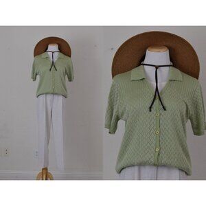 Vintage‎ 90s Green Knit Top with built in cami